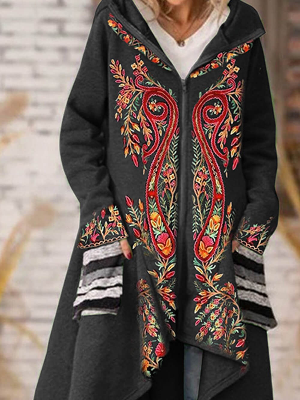 Open Hooded Knit Blend Shrug Coat