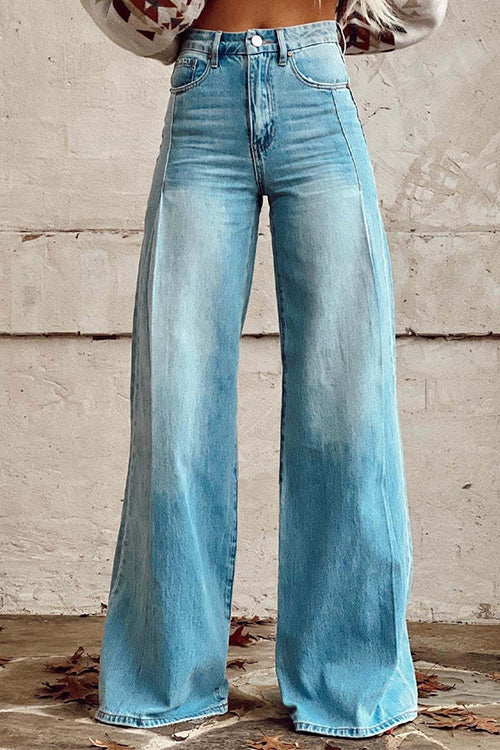 Distressed Wide Leg Denim Pants