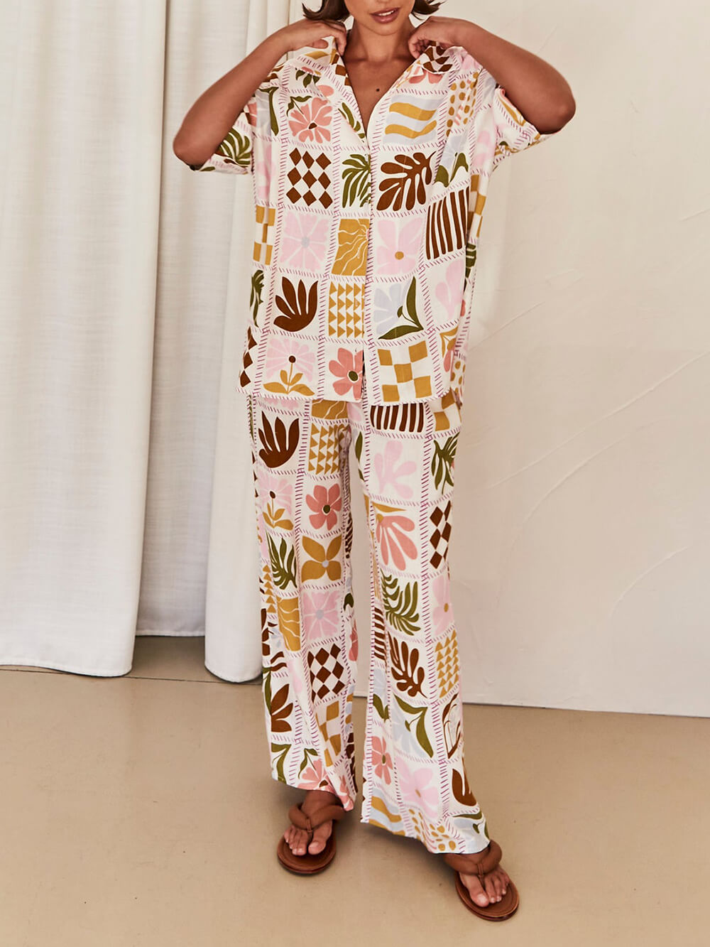 Sophisticated Loose-fitting Unique Printed Blouse