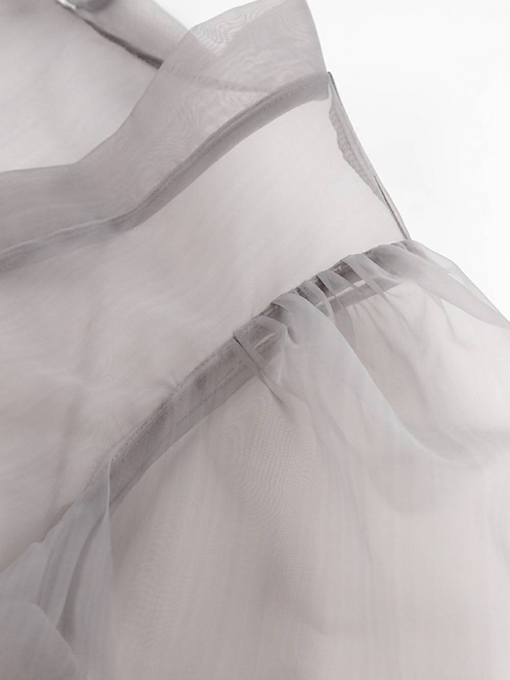 Sheer Top V Neck Long Puff Sleeves Bow Tie Blouse