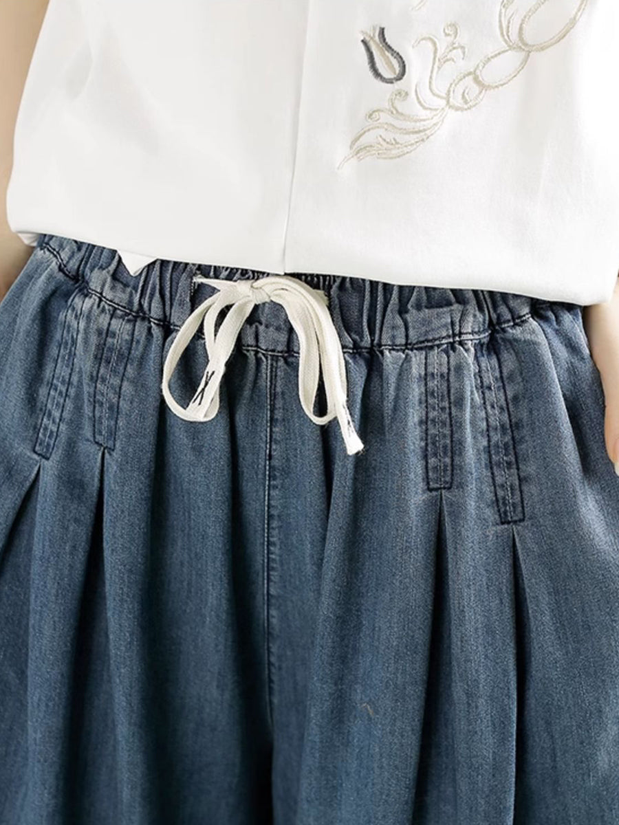 Summer Embroidery Denim Wide-leg Pants Sc1045