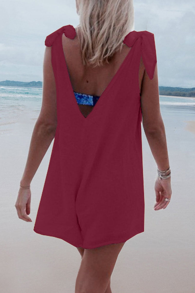 Frenulum V Neck Loose Rompers