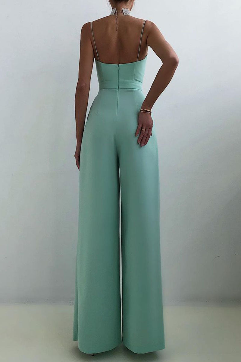 Patchwork V Neck Loose Jumpsuits(6 Colors)