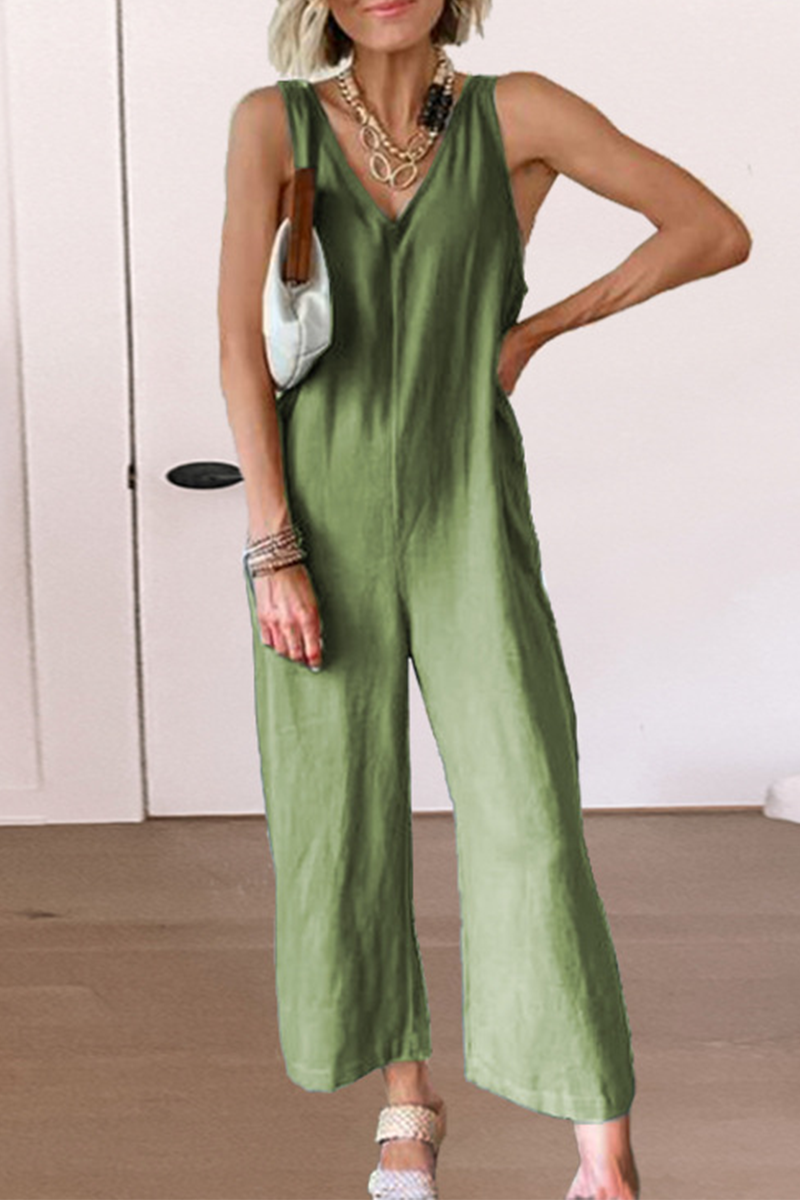 Split Joint V Neck Straight Jumpsuits(3 Colors)