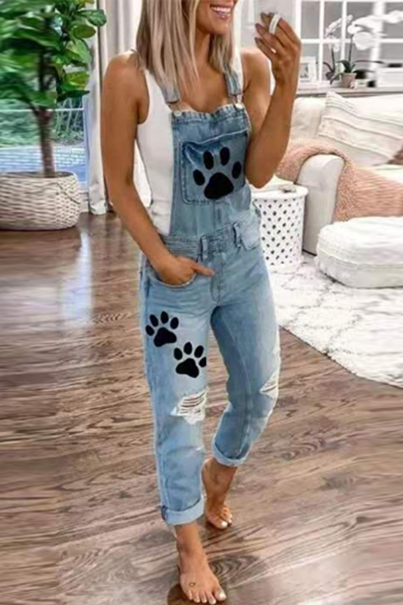 Print Patchwork Square Collar Harlan Jumpsuits