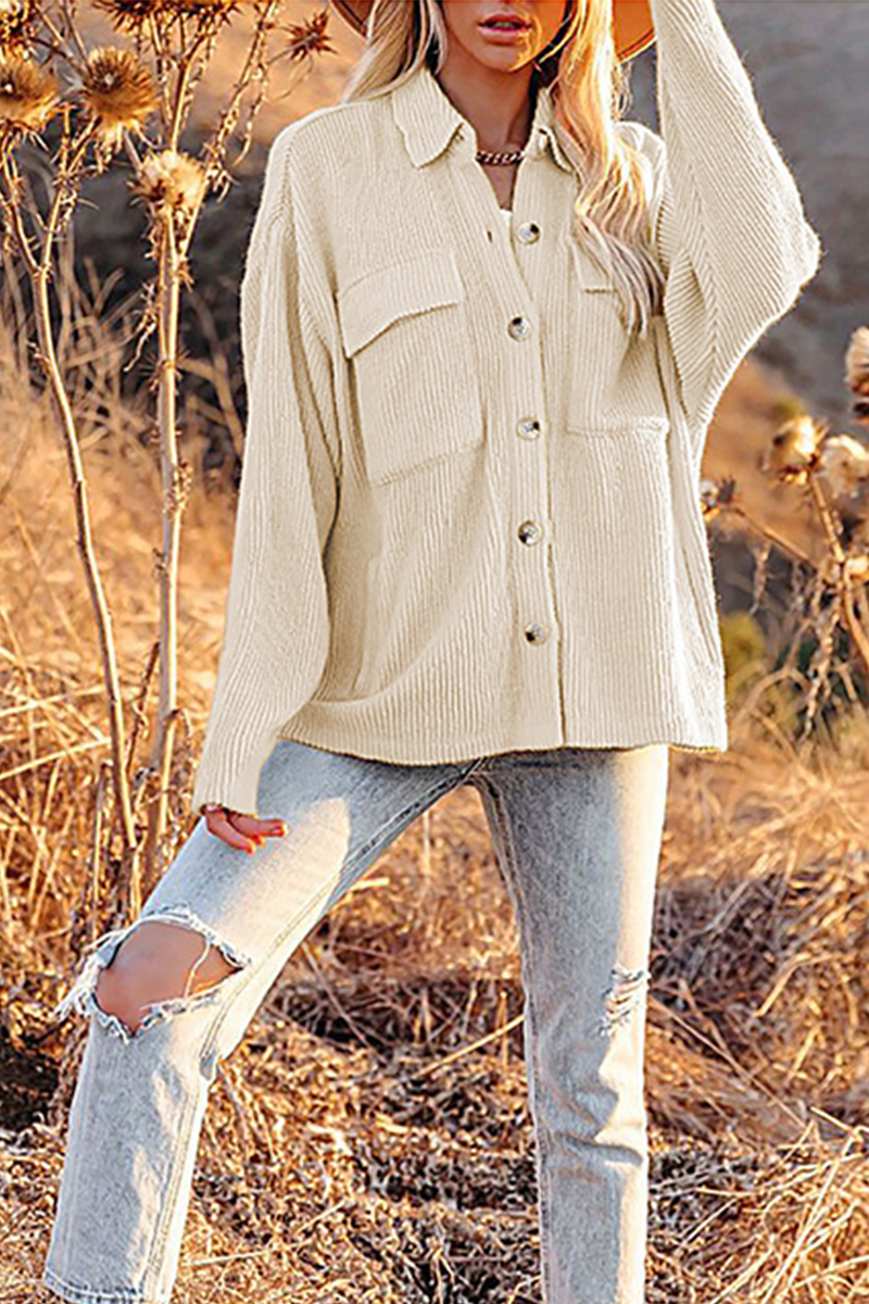 Pocket Turndown Collar Blouses(8 Colors)