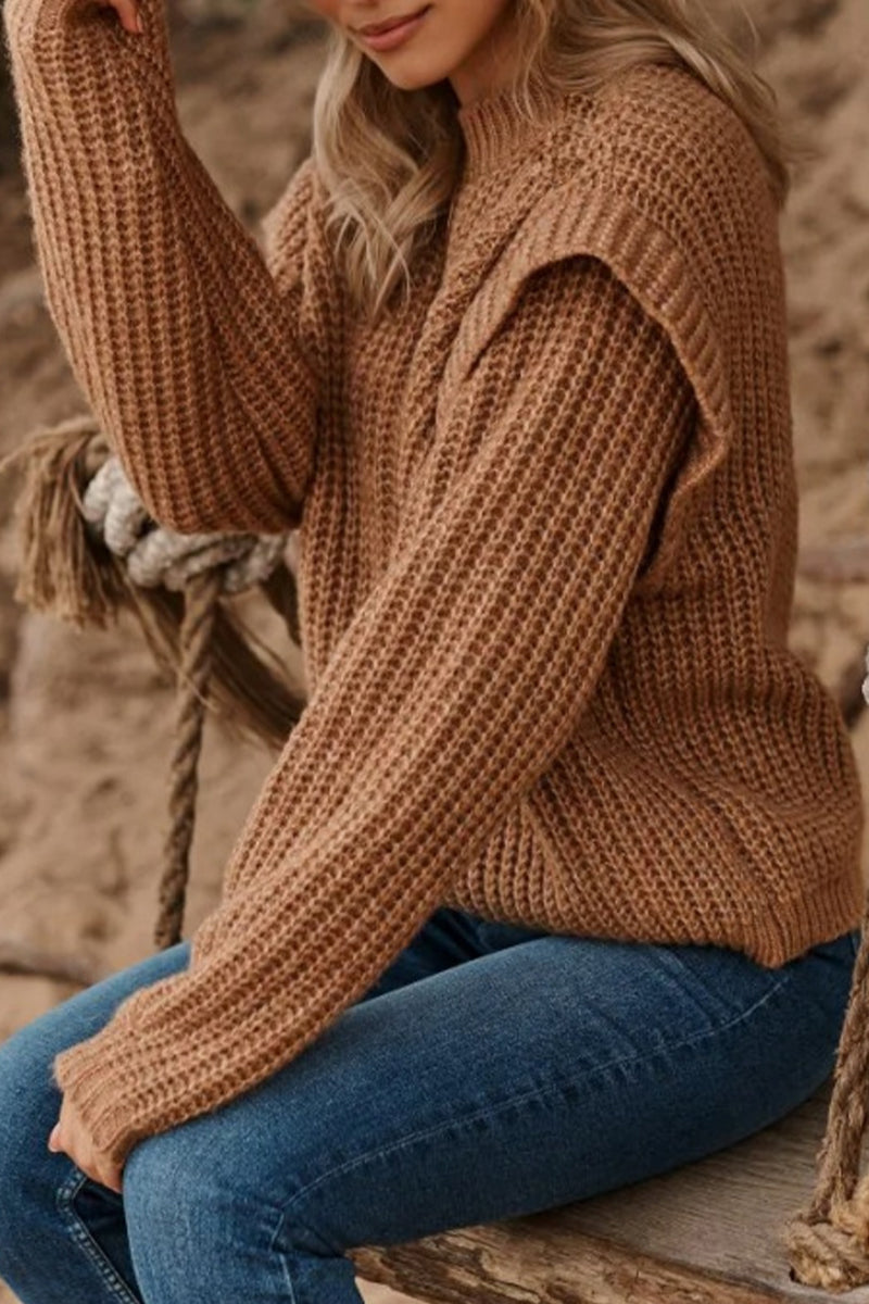 Sweet Patchwork O Neck Sweaters(3 Colors)