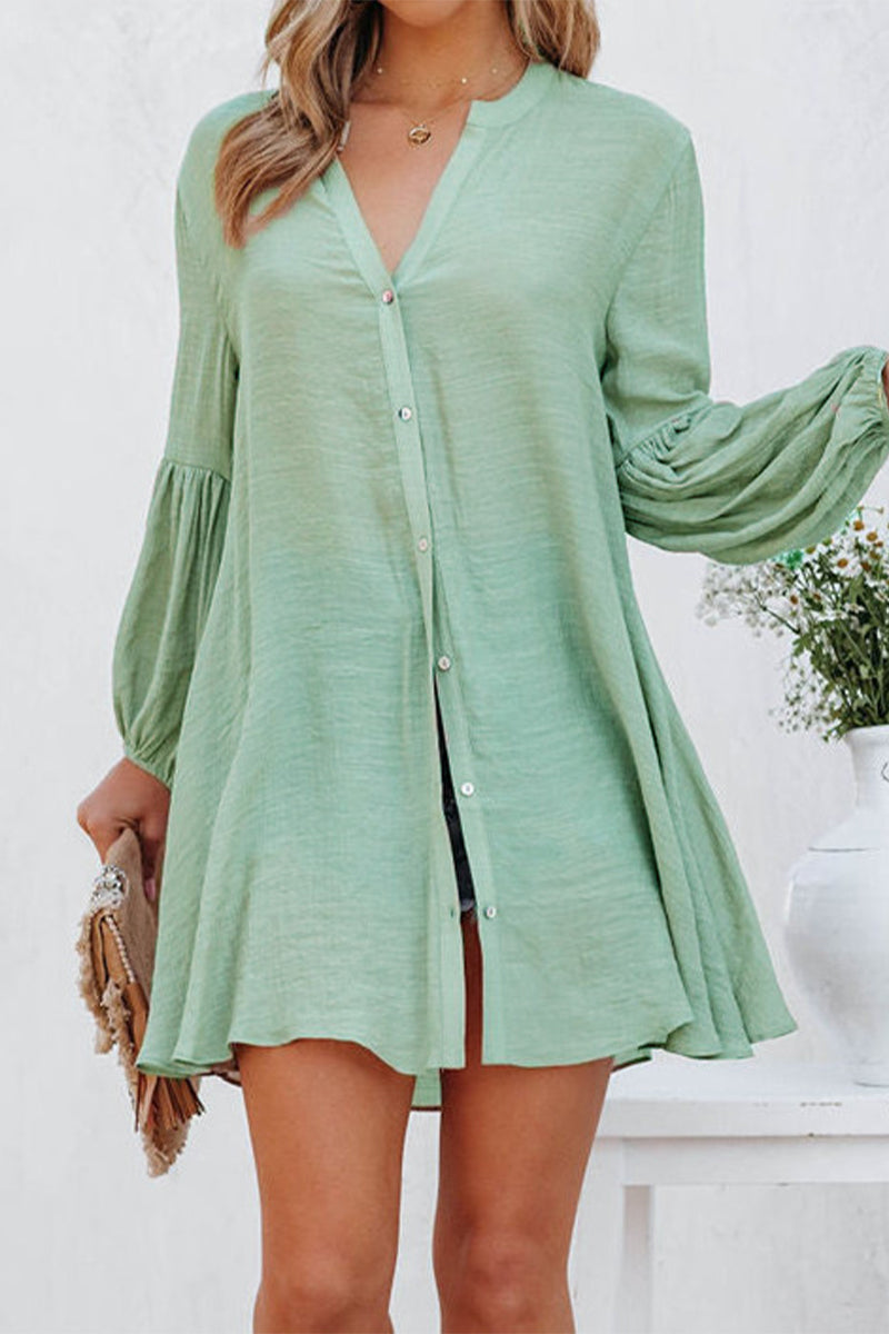 Buttons V Neck T-shirts