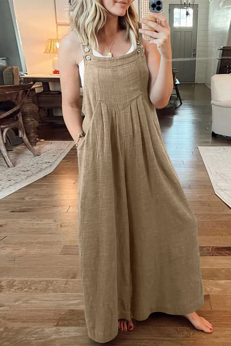Street Pocket Square Collar Loose Jumpsuits