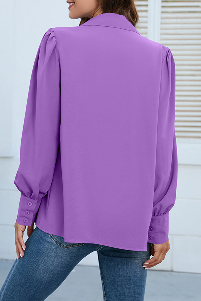 Buttons Shirt Collar Blouses(8 Colors)