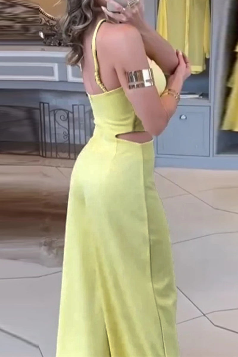 Simplicity Backless Asymmetrical Halter Jumpsuits