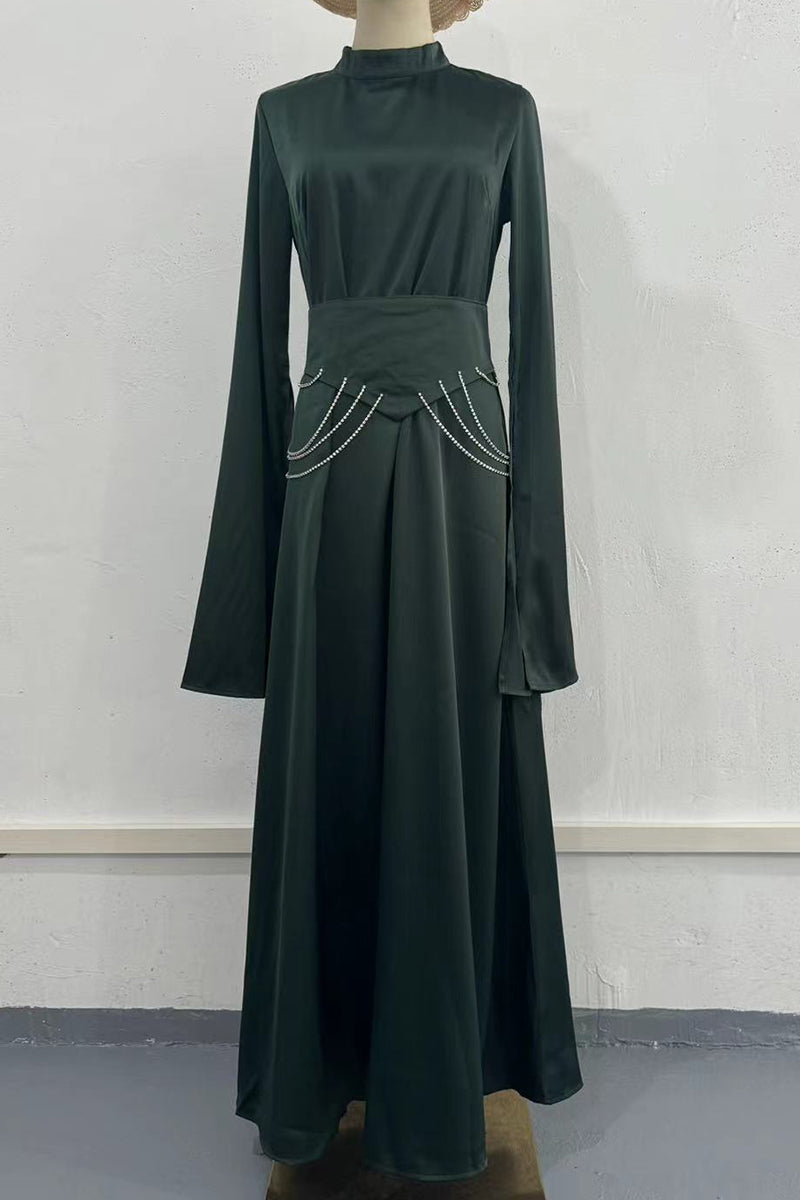 Slit Half a Turtleneck Waist Skirt Dresses(3 Colors)