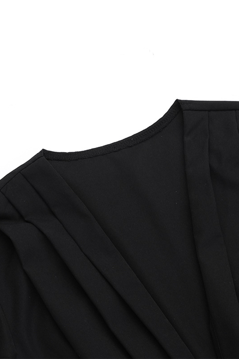 Color Patchwork V Neck Waist Skirt Dresses