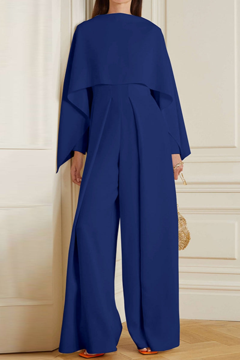 Patchwork O Neck Regular Jumpsuits(4 Colors)