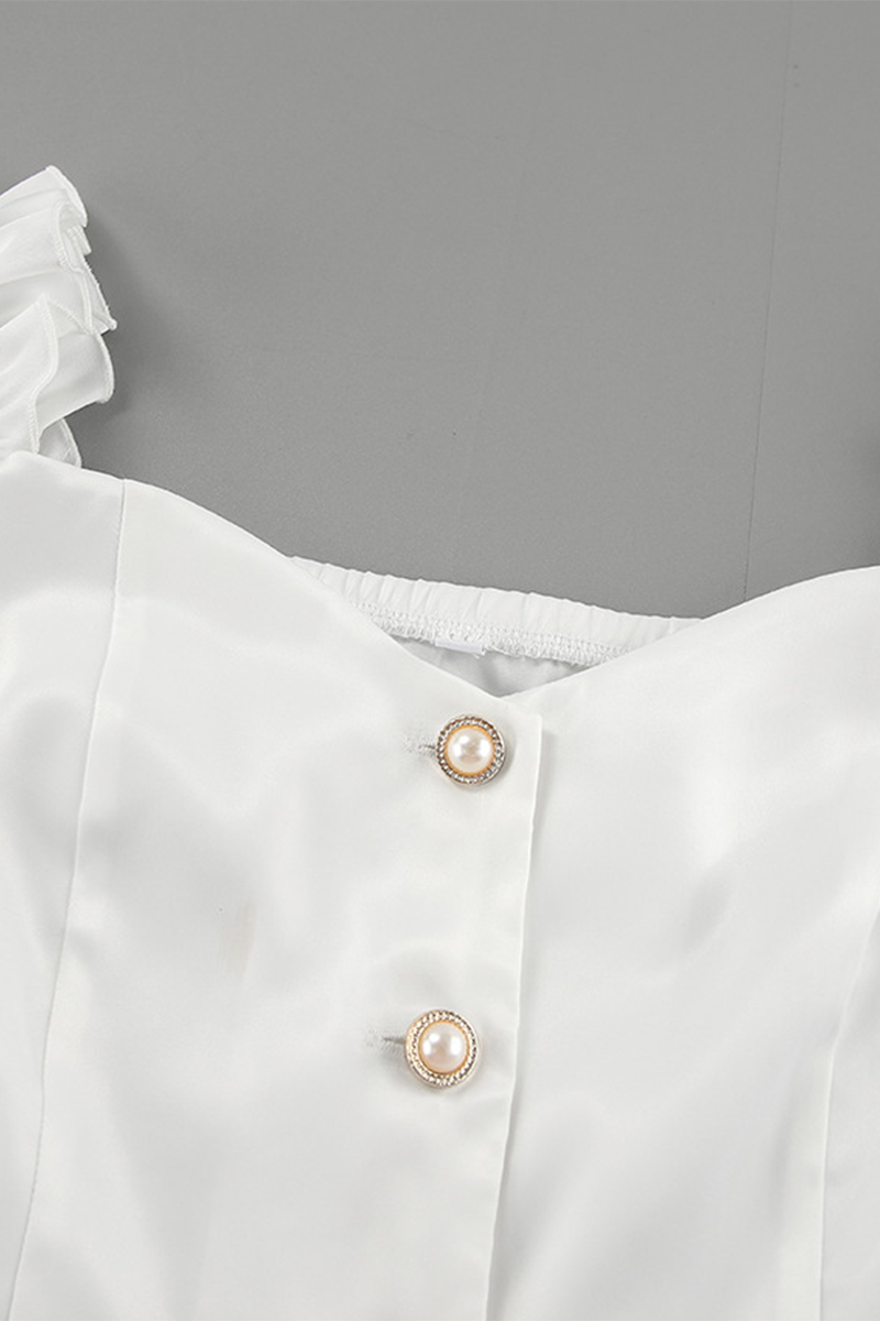 Color Buttons Off Shoulder Blouses