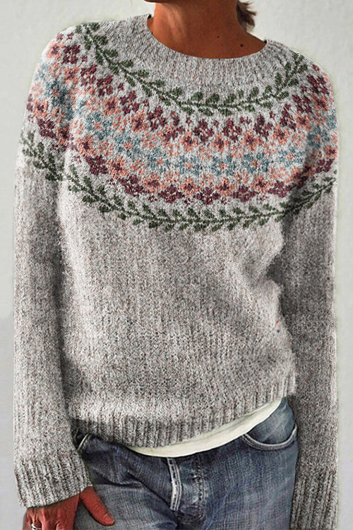 Crewneck Color Block Pattern Pullover Sweater(in 4 Patterns)