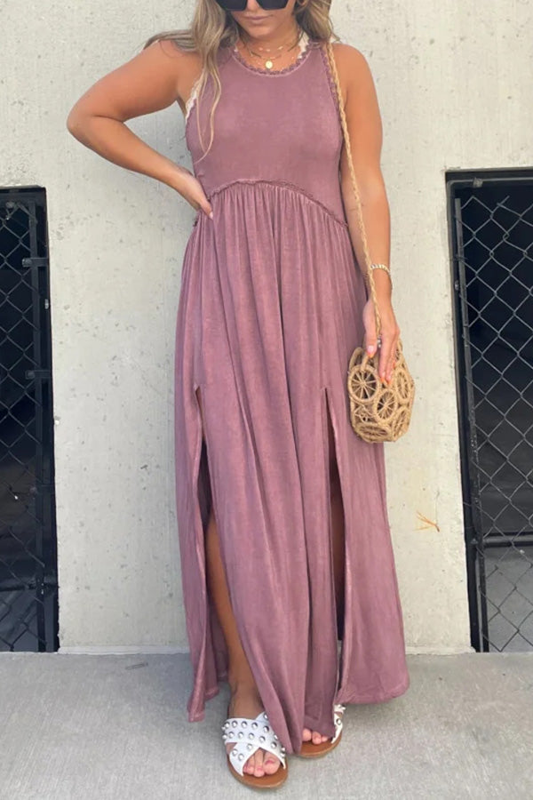 Slit Simple Loose Maxi Long Dress