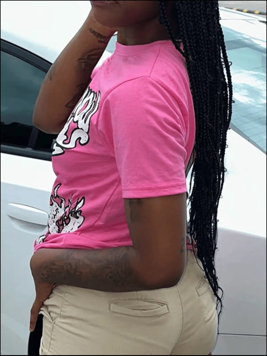Heart Letter Print T-shirt Ac2064