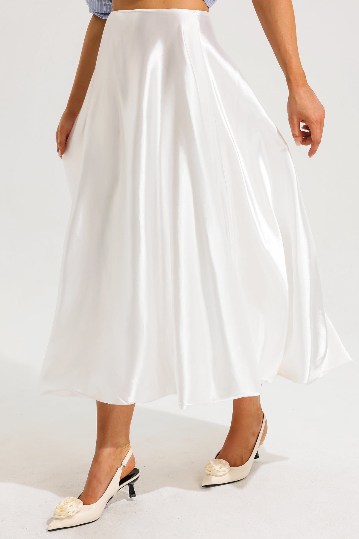 High Waisted Puffy Midi Skirt