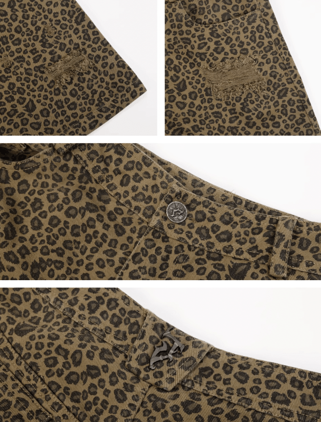 Leopard Print Baggy Shorts for Work