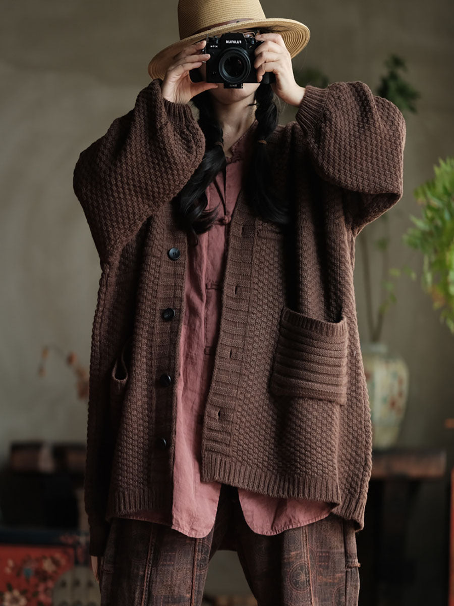Autumn Knit V-neck Loose Cardigan Sweater Av1050