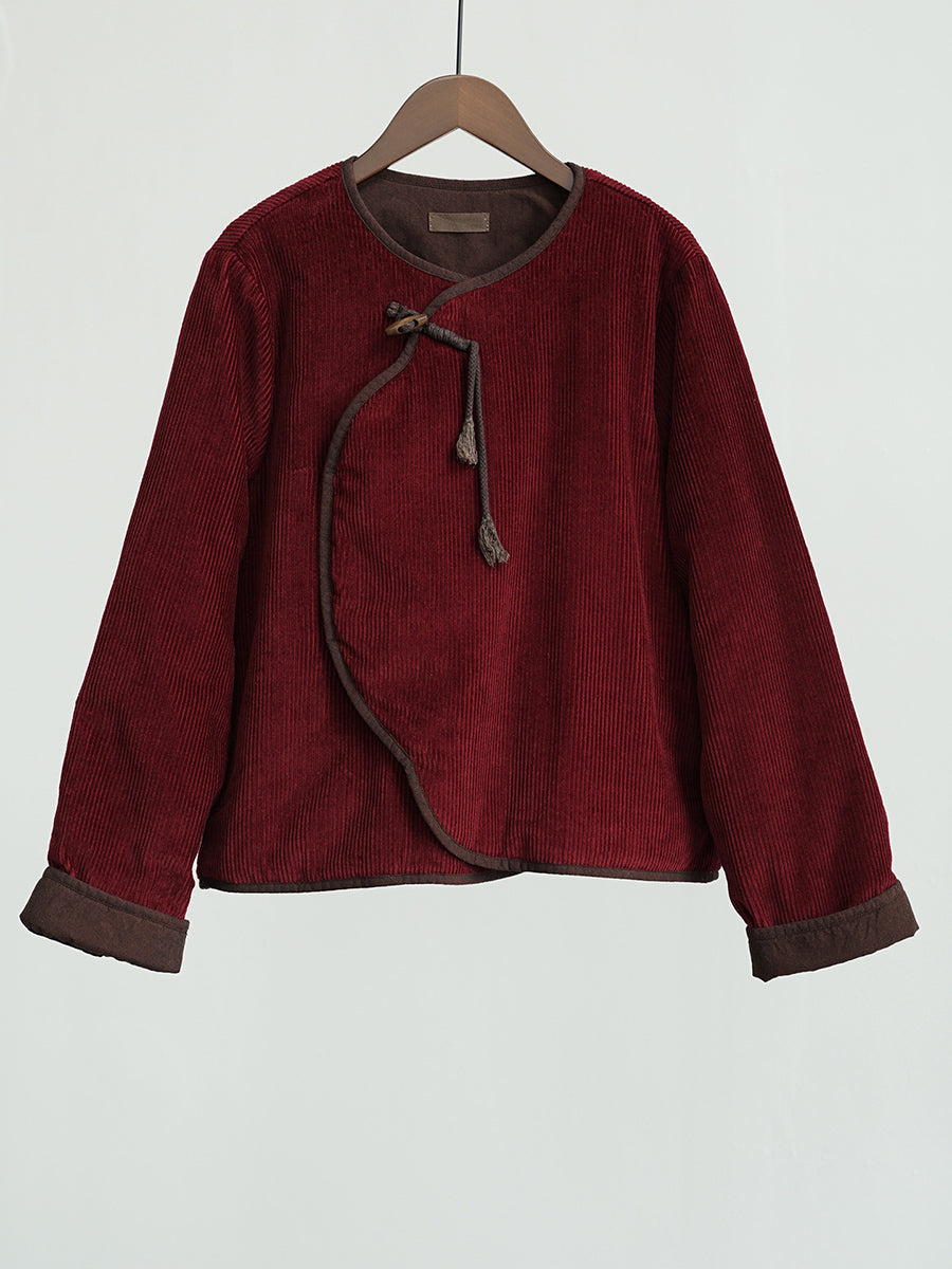 Autumn Corduroy Padded Coat Wu029