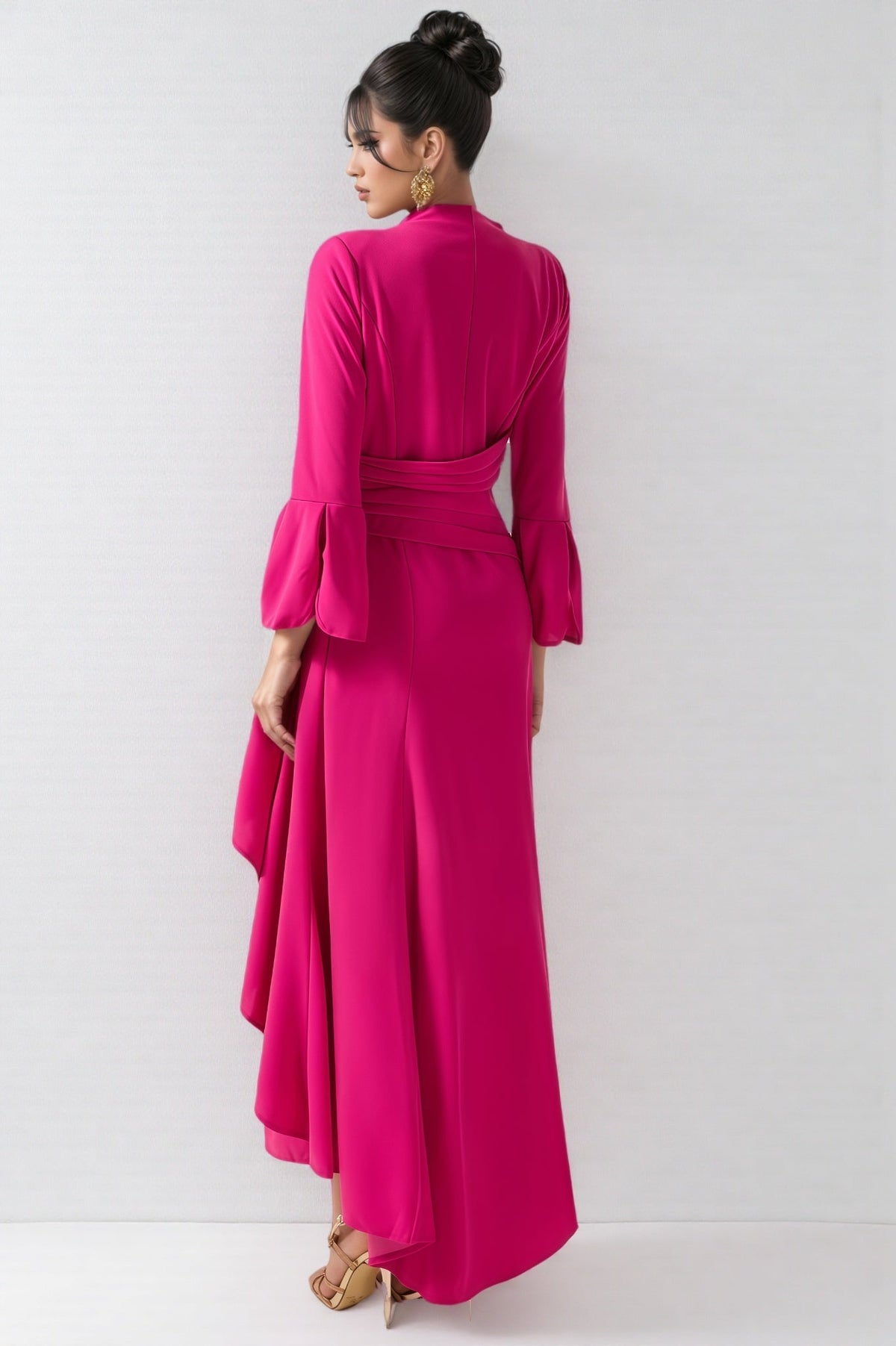 Indra Pleated Split Midi Dress