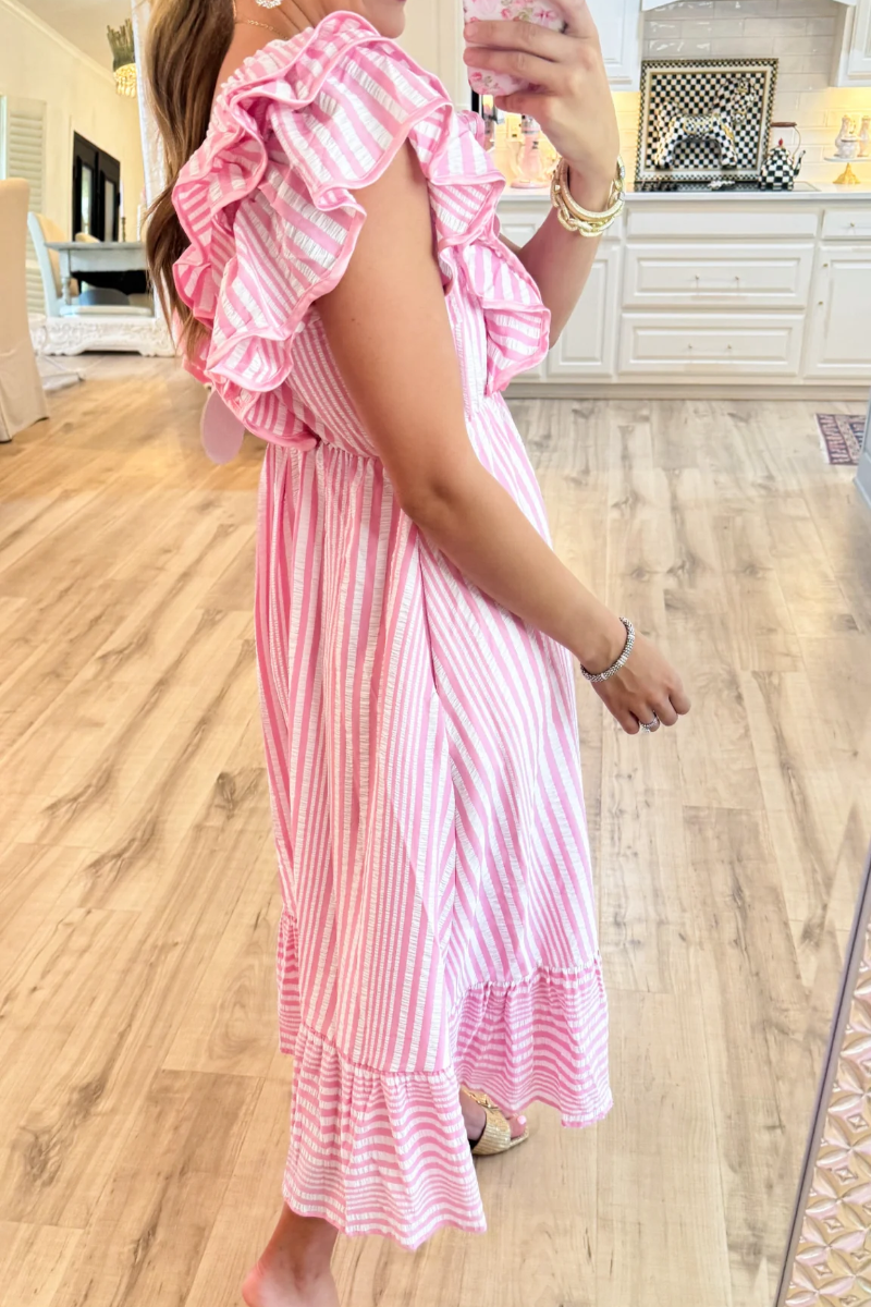 Striped Ruffle Maxi Dress