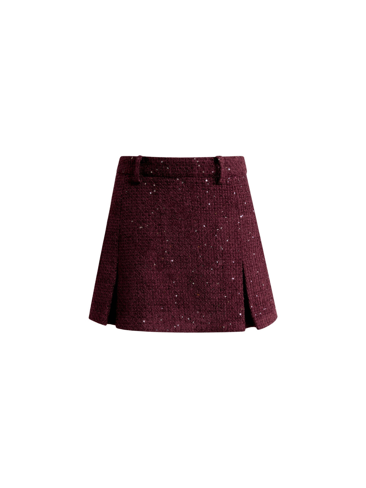 Lace-trimmed Velvet Blouse and Skirt Set-up