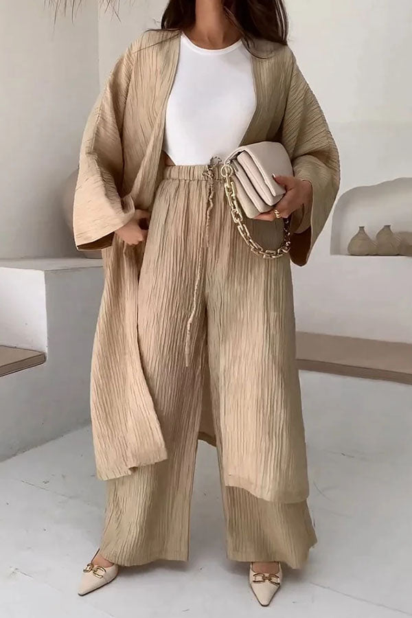 Long Slit Cardigan Two-piece Set