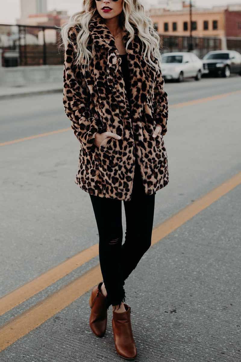Lapel Leopard Coat