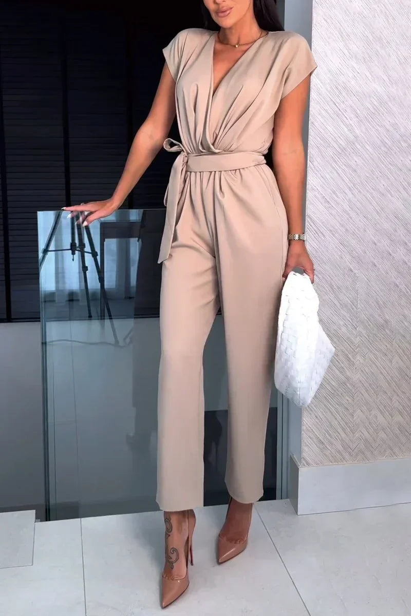 Sable | Short Sleeve V-neck Jumpsuit