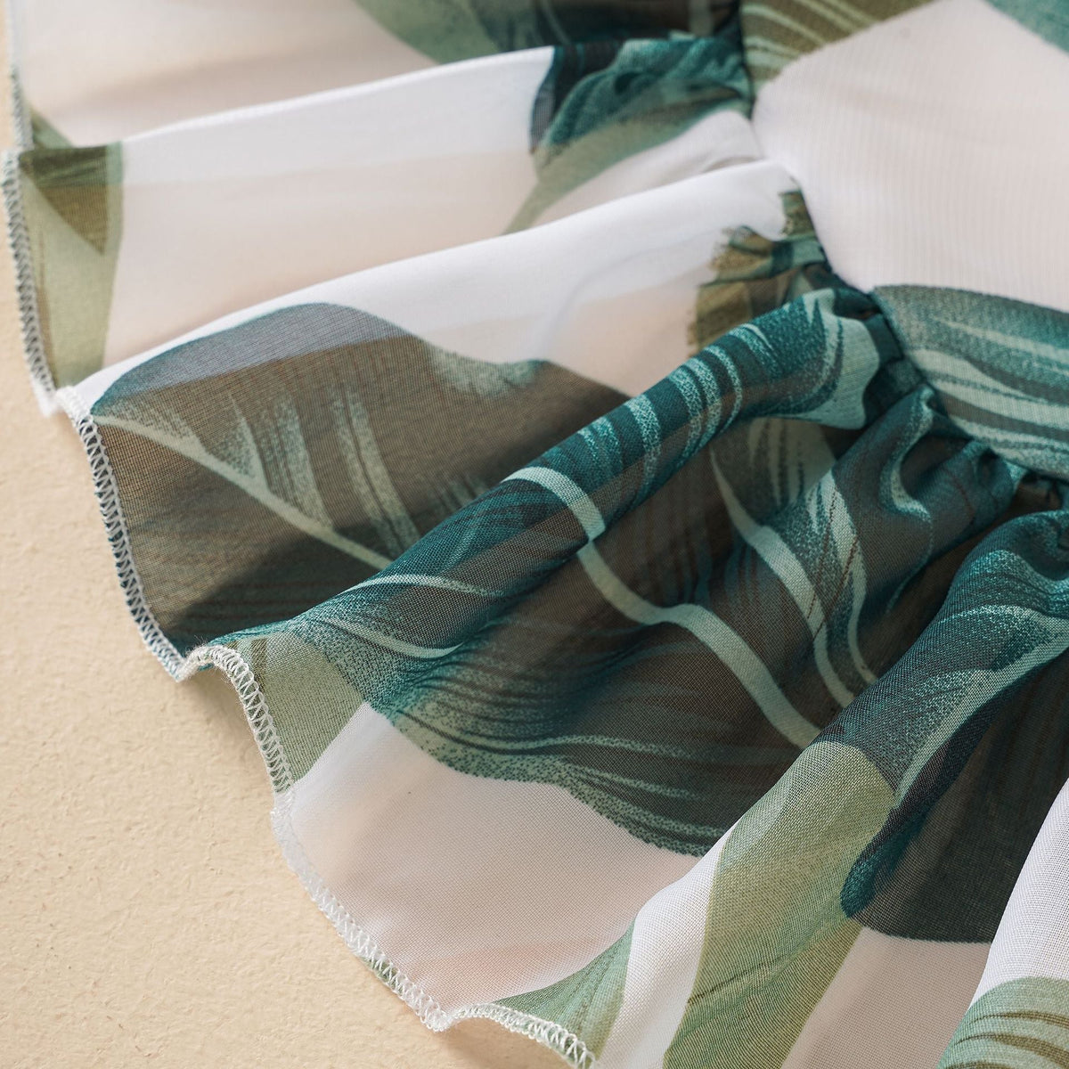 Coconut Palm Ruched Ruffle Hem Cover-up Wrap Skirt