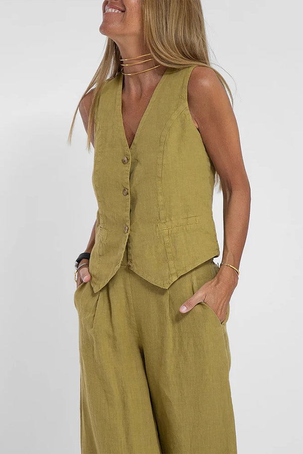 Linen Waistcoat Two Set Suits