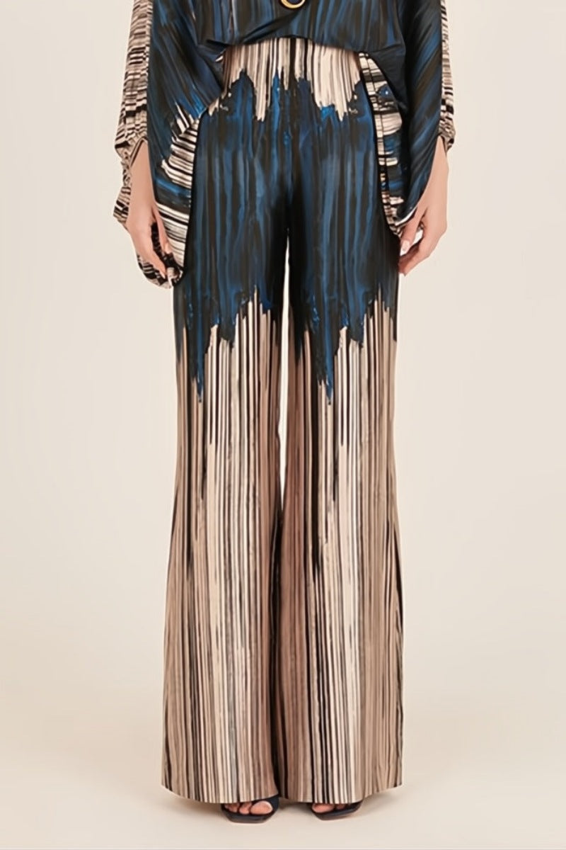 Abstract Waves Two-piece Set - Blue-brown