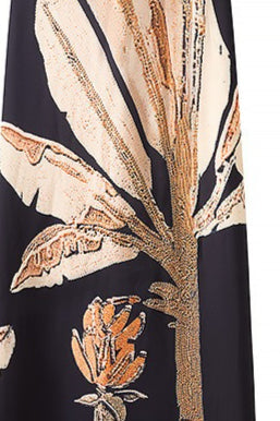 Backless Tie Print Maxi Dress