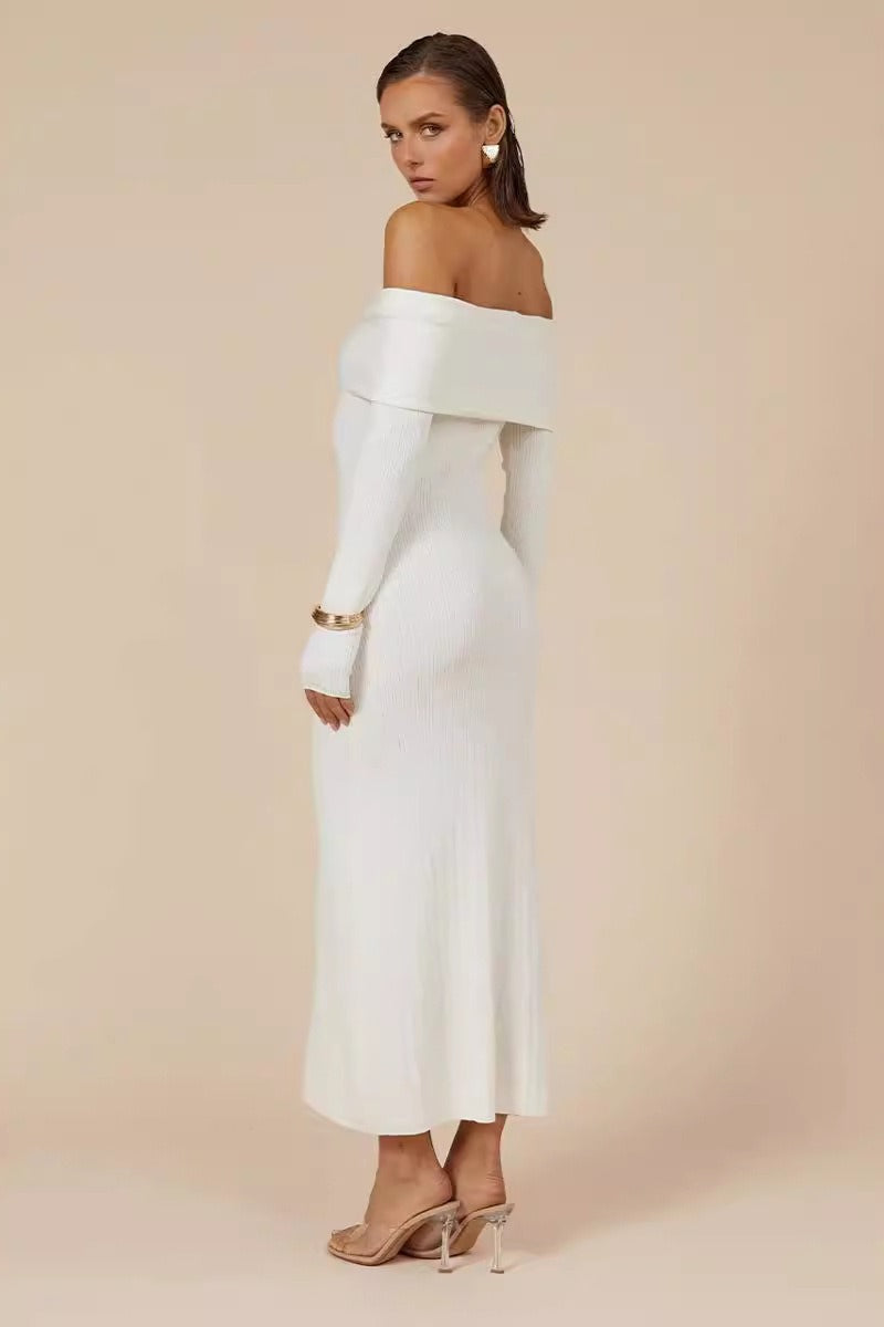Off Shoulder Knit Sweater Dress
