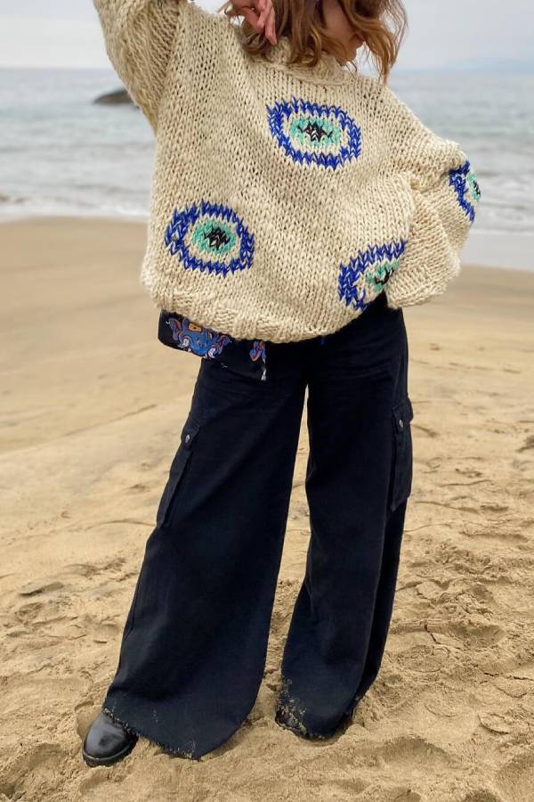 Street Circle Pattern Loose Sweater