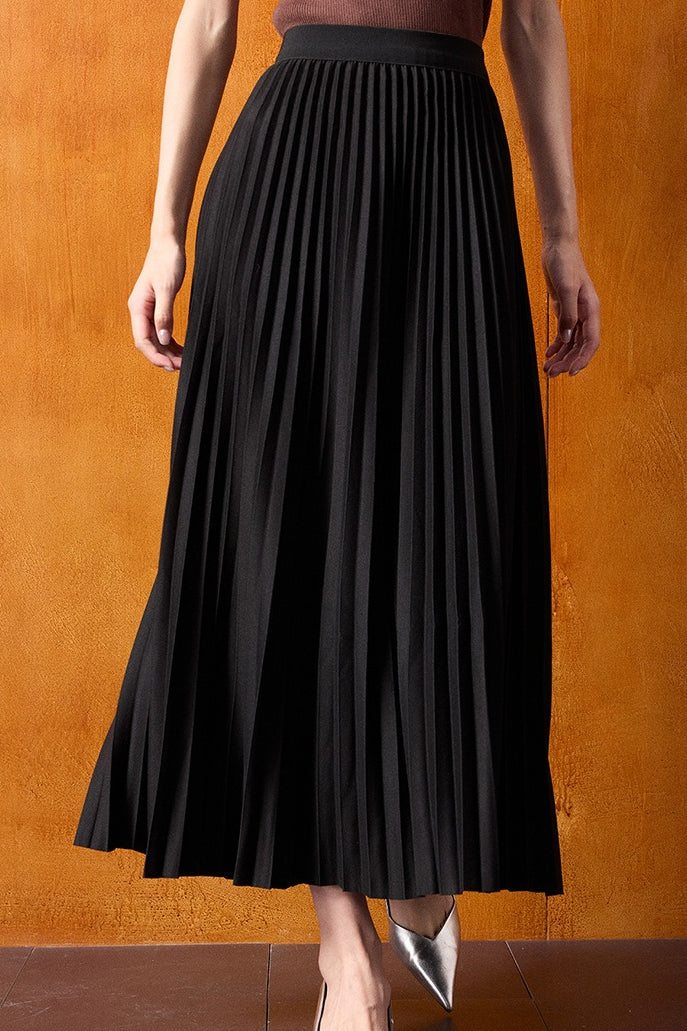 High-waist Knit Pleated Midi Skirt