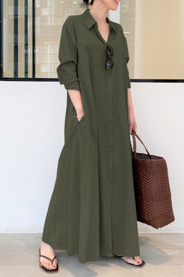 Long Sleeve Simple Loose Long Dress