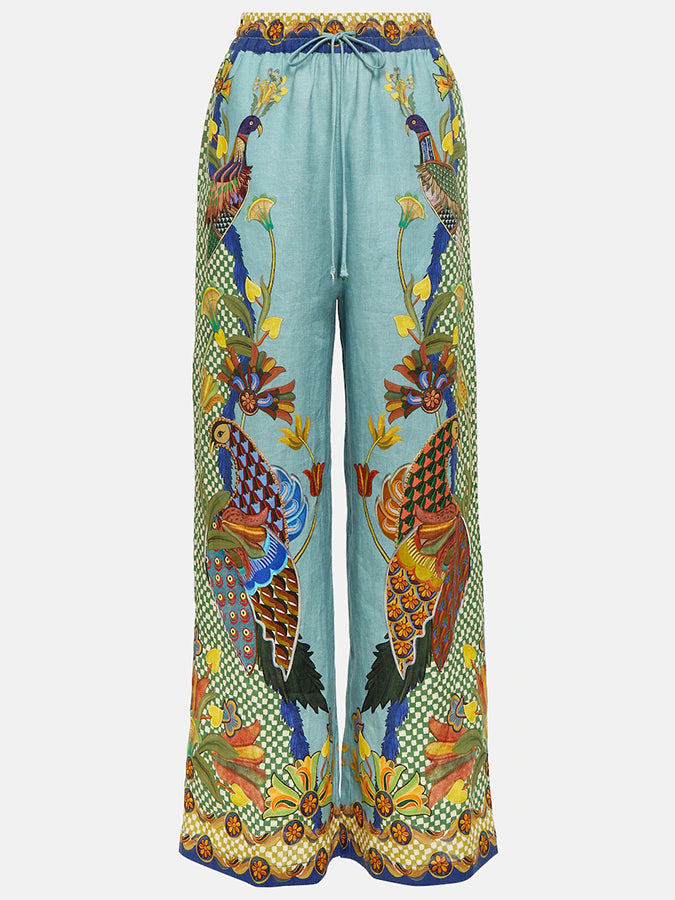 Long Sleeves Printed Blouse and Pants Sets