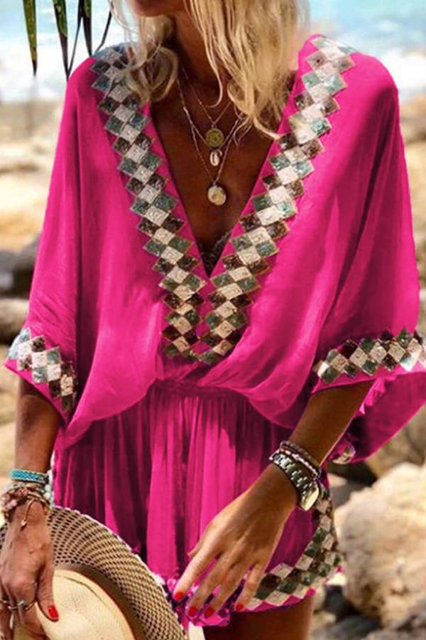 Beach Print Kimono Romper