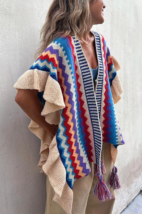 Ruffled Style Knitted Cardigan