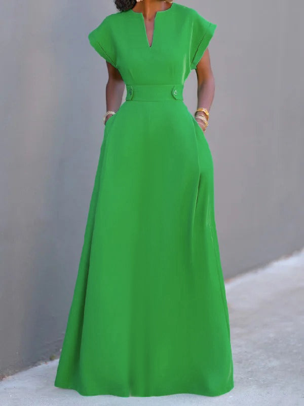 Flying Sleeves Color Split-joint V-neck Evening Dresses Maxi Dresses