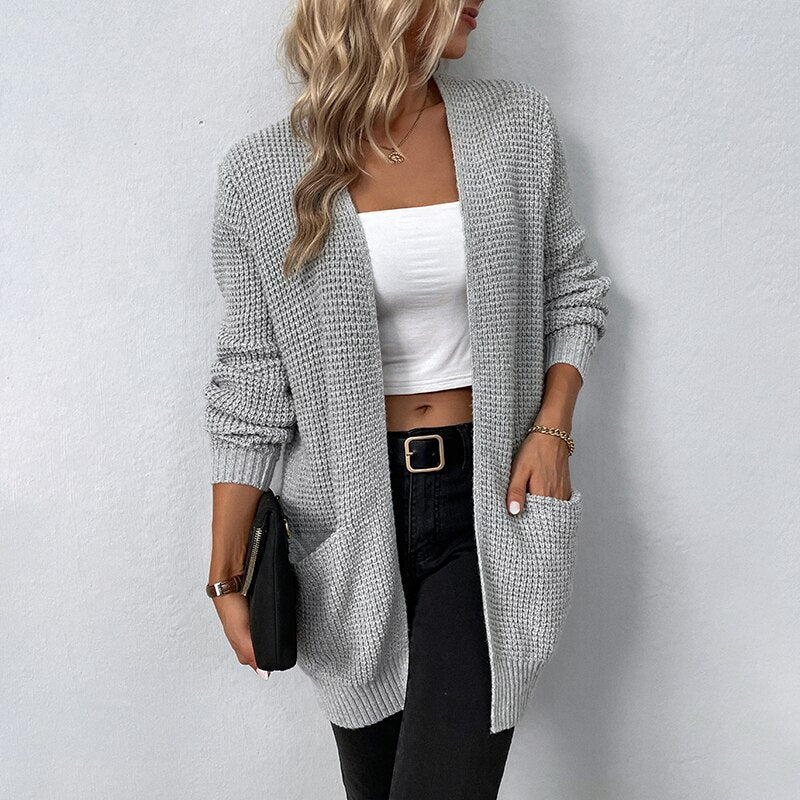 Dressbetty - Color Pockets Long Cardigan