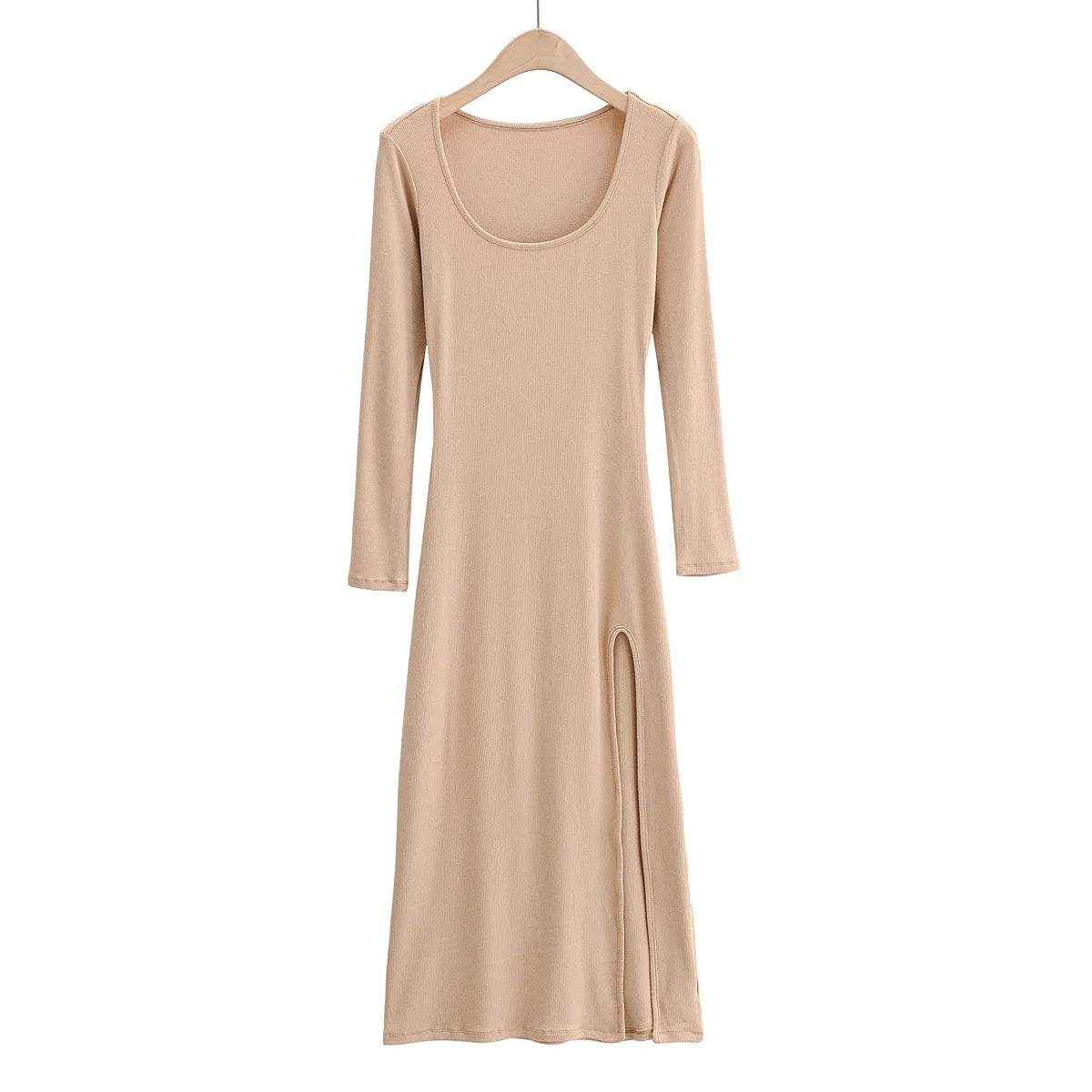 Round Neck Waist Traf Midi Dresses