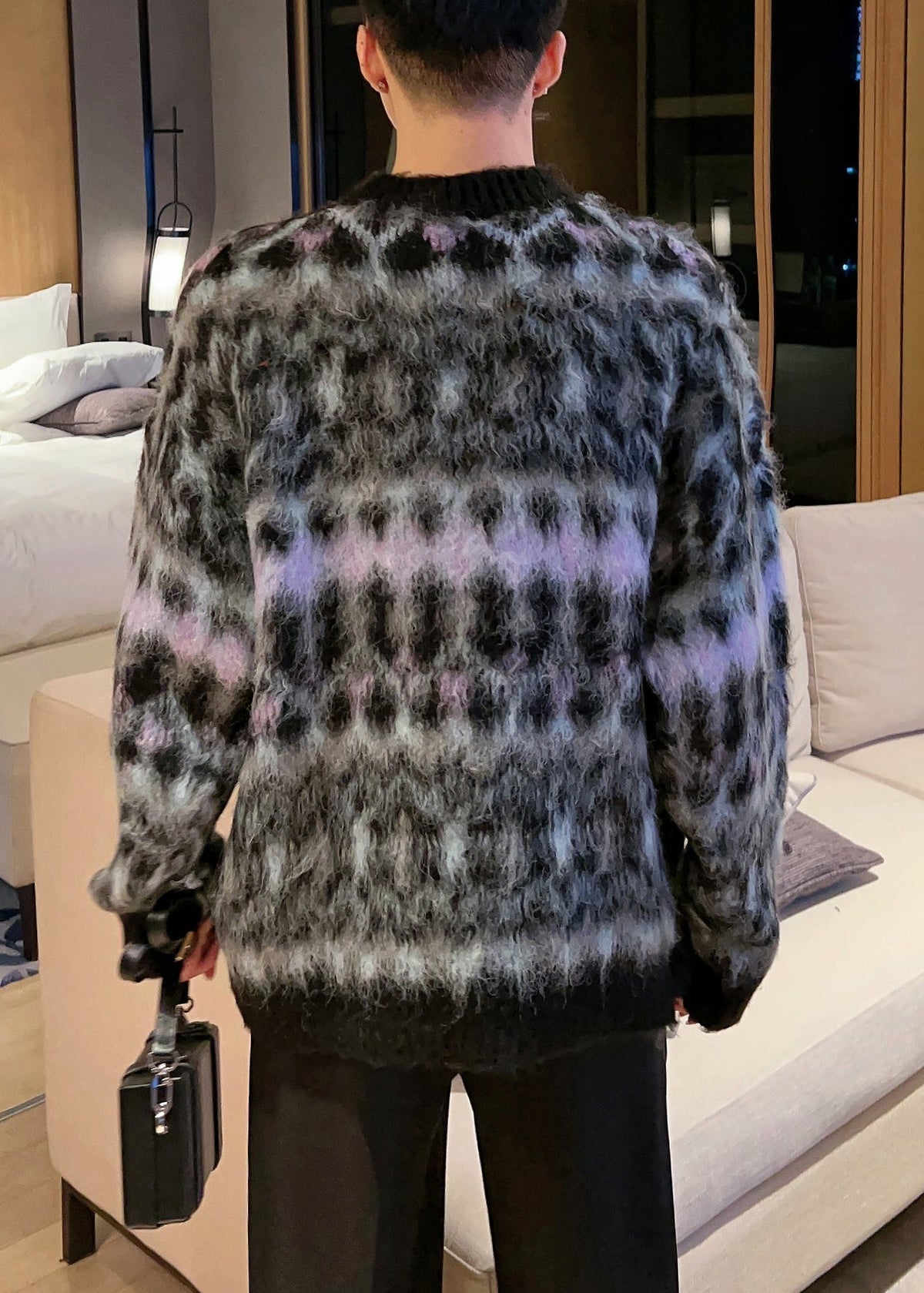 Black Cozy Patchwork Cotton Knit Fall Sweaters O Neck Qh035