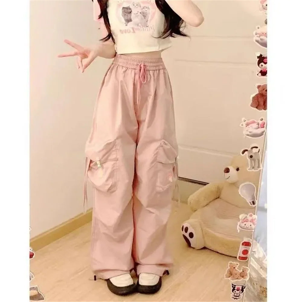 Blue Sweet Embroidered Japanese Trend Pant