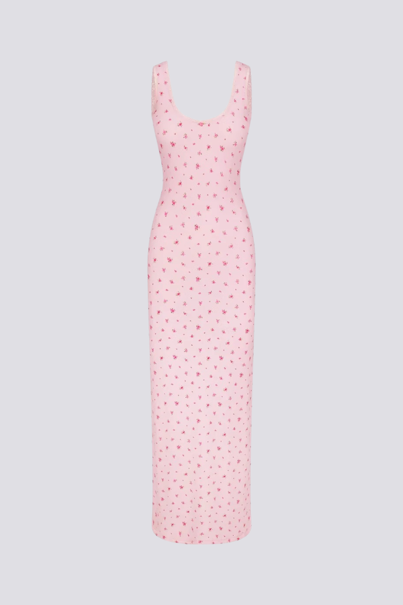 Cerise Backless Maxi Dress