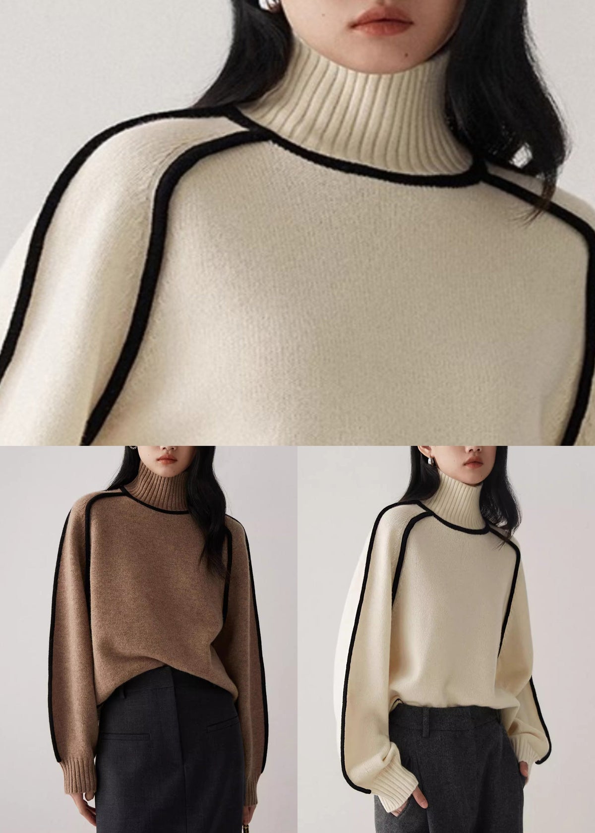 Coffee Original Design Knit Sweaters Turtleneck Spring Yw035